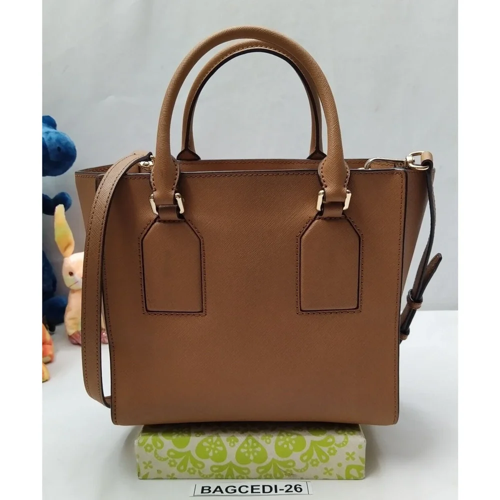 Michael Kors Brown Leather Double Handle Zipper Closure Satchel Bag